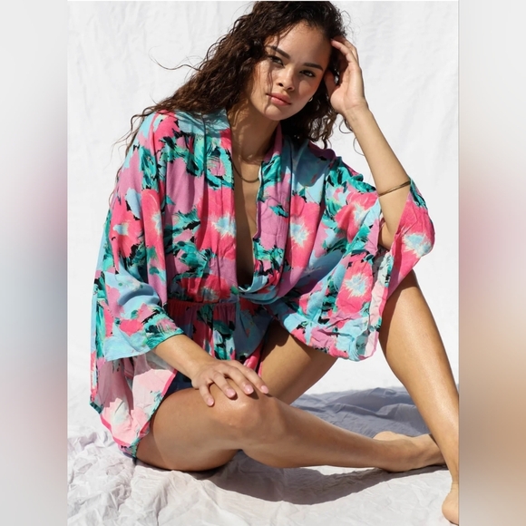 Jen's Pirate Booty Jardim Playsuit Botanical Print NWOT - Picture 2 of 8